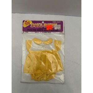 Vintage Tiny‎ Doll Baby Fibre-Craft Pleated Dress & Panties Doll Clothes